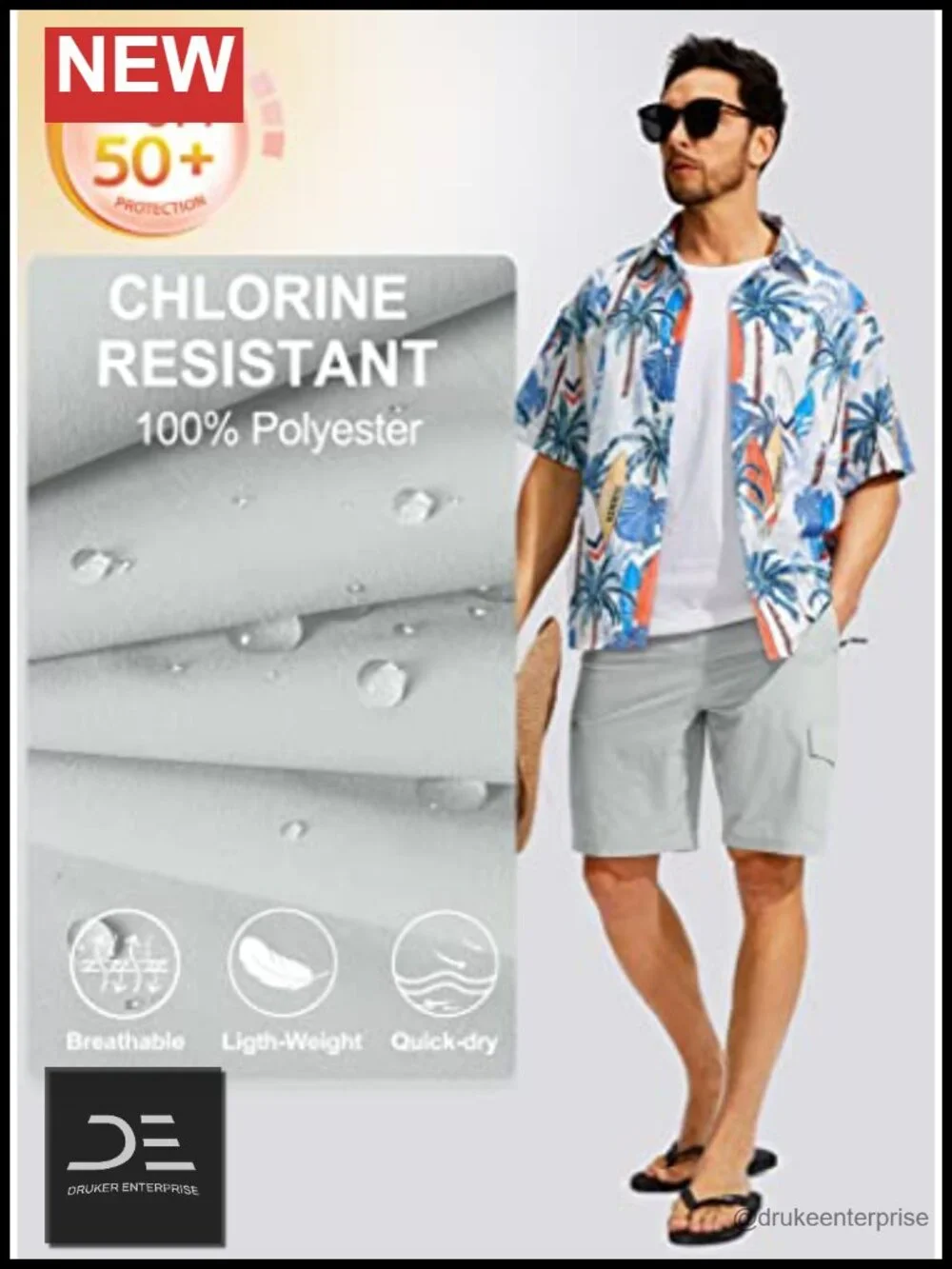 Men's Quick Dry Board Shorts 5 Pockets Swim Trunks UPF 50+ No Mesh Liner